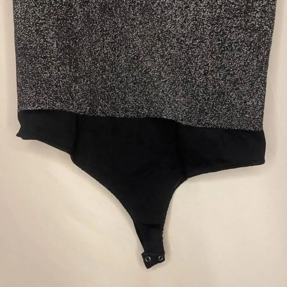 Bebe One Shoulder Bodysuit Women's Metallic Sliver Cutout Shoulder Snaps… - Picture 4 of 16